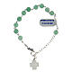 Single decade rosary bracelet with 6 mm aventurine beads and 925 silver cross s2