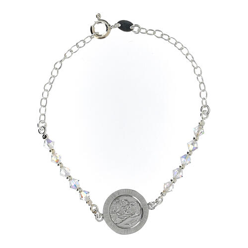 Bracelet dizainier strass blancs 6 mm croix spirale argent 925 2