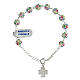 Single decade rosary bracelet with 6 mm multicoloured strassball and 925 silver cross s1
