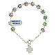 Single decade rosary bracelet with 6 mm multicoloured strassball and 925 silver cross s2