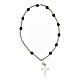 Bracelet with 925 silver beads, 4 mm black strass and cut-out cross s1