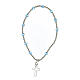 Bracelet with 925 silver beads, 4 mm light blue strass and cut-out cross s1