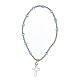 Bracelet with 925 silver beads, 4 mm light blue strass and cut-out cross s2
