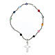 Pulsera plata sterling cruz perforada strass multicolor 4 mm s1