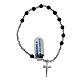 Elastic single decade rosary bracelet, 4 mm volcanic stone beads, hematite and 925 silver s1