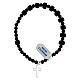 Elastic single decade rosary bracelet, 6 mm black glass beads, onyx and 925 silver s1