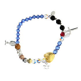 Elastic bracelet, Life of Jesus, multicoloured beads and 925 silver