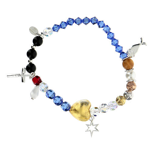 Elastic bracelet, Life of Jesus, multicoloured beads and 925 silver 1
