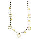 Gold plated necklace, 925 silver, black beads and small hearts, 46 cm circumference s1