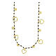 Gold plated necklace, 925 silver, black beads and small hearts, 46 cm circumference s3
