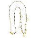 Gold plated necklace, 925 silver, black beads and small hearts, 46 cm circumference s5