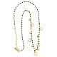 Necklace 925 silver gilded black beads hearts circumference 46 cm s5