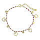 925 silver bracelet with red enamelled grains, hearts, circumference 19.5 cm s1