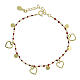 925 silver bracelet with red enamelled grains, hearts, circumference 19.5 cm s3