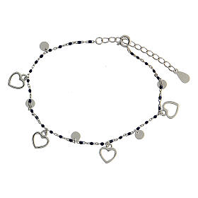 Bracelet with silver hearts, 925 silver, 19.5 cm circumference