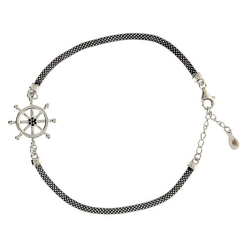 Men's bracelet 925 silver boat steering wheel Milano link 24.5 circumference 1