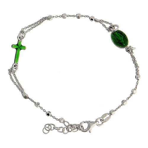 Armband aus 925er Silber mit grünen Anhänger 1