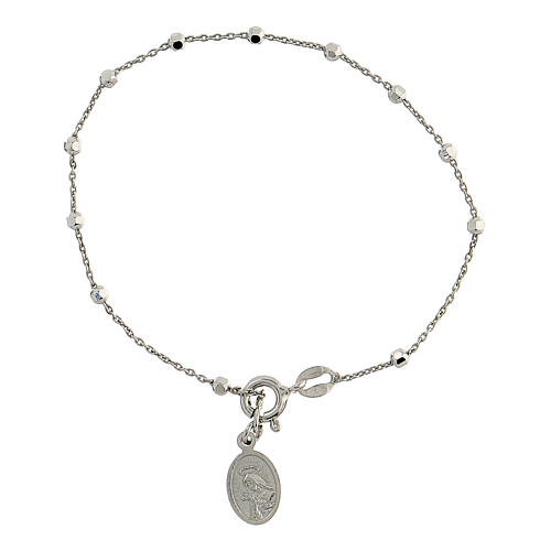 Single decade rosary bracelet, Miraculous Medal and Saint Rita, blue enamel, 925 silver 3