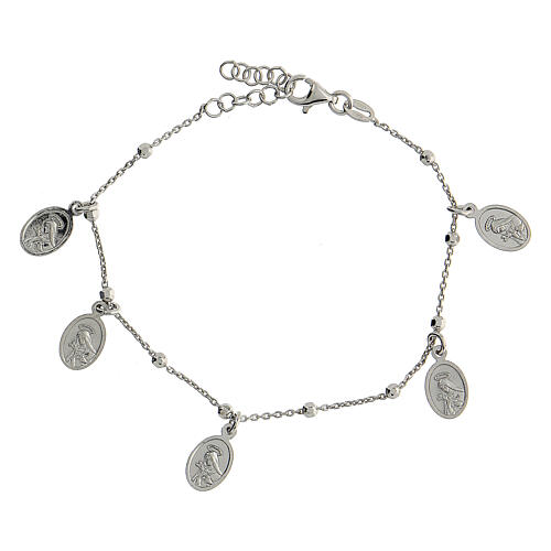 Bracciale argento 925 medagliette Madonna Miracolosa Santa Rita 3
