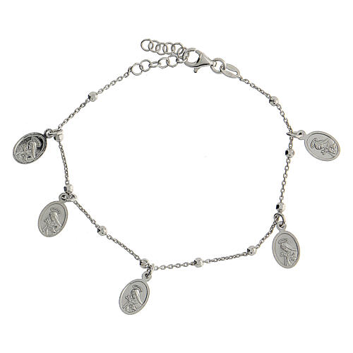 Bracelet 925 silver Miraculous Mary St Rita medals 3