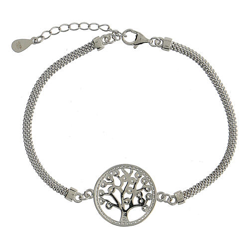 Bracelet argent 925 médaille Arbre de la Vie zircons 3