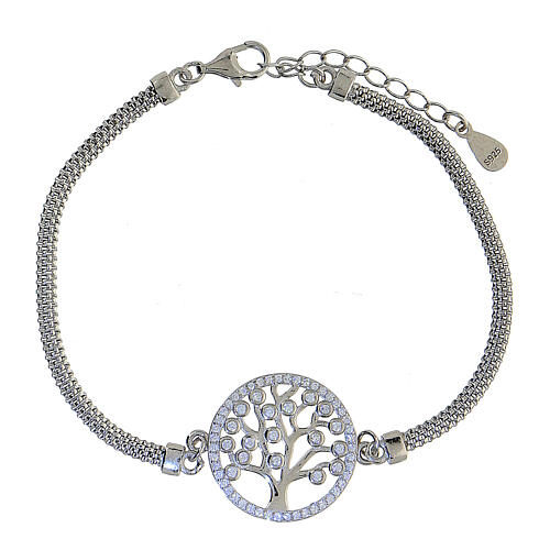 Tree of Life bracelet 925 silver with white zircons 1