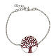 Silver bracelet with red zirconia Tree of Life 19 cm s1