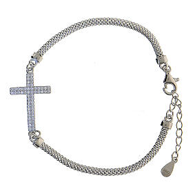Bracelet with cross, 925 silver and zircons, 20 cm