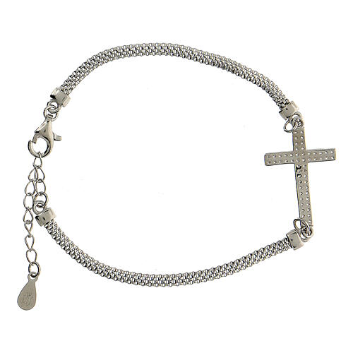 Cross bracelet with zircons in 925 silver 20 cm 3