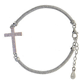 Sterling silver cross bracelet with zircons Milan mesh