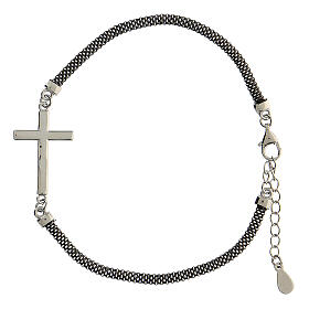 Bracelet with cross, ruthenium-plated 925 silver