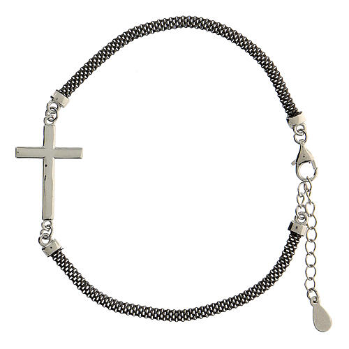 Bracelet crucifix argent 925 ruthénium 1