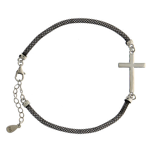 Cross bracelet in 925 silver ruthenium 3
