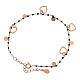 Bracelet with heart-shaped charms, rosé 925 silver and black beads s3