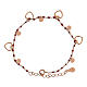 Bracelet with heart-shaped charms, rosé 925 silver and red beads s3