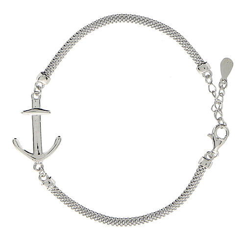 Pulsera Ancla Salvación plata 925 20 cm malla milanesa 1