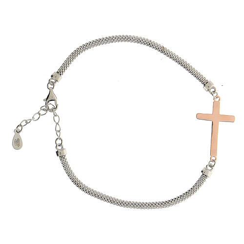 925 silver bracelet bronze cross 22 cm 3