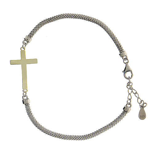 Bracciale Croce dorata argento 925 22 cm 3