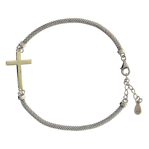 925 silver bracelet with golden cross 22 cm 1