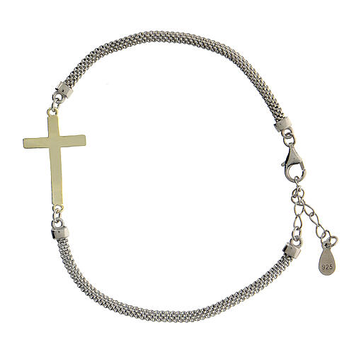 925 silver bracelet with golden cross 22 cm 3