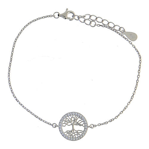 Bracelet with Tree of Life, 925 silver and zircons, 20 cm 1