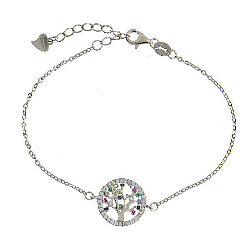 925 silver Tree of Life bracelet with colored zircons 20 cm  1