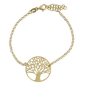 Armband aus 925er Silber Baum des Lebens gold, 19 cm