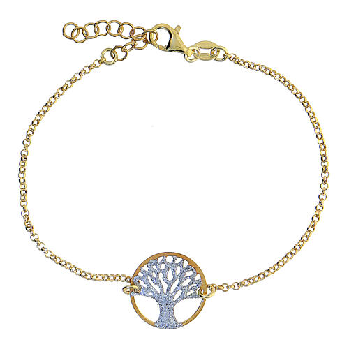 Armband aus 925er Silber Baum des Lebens gold diamantbeschichtet, 20 cm 1