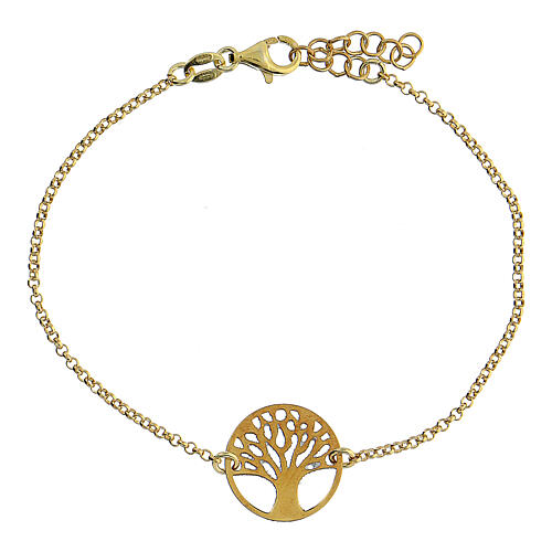 Armband aus 925er Silber Baum des Lebens gold diamantbeschichtet, 20 cm 3