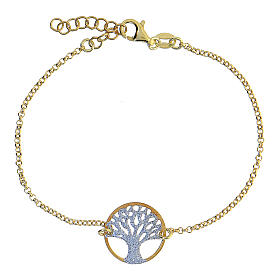 Bracciale ciondolo Albero Vita diamantato dorato 20 cm