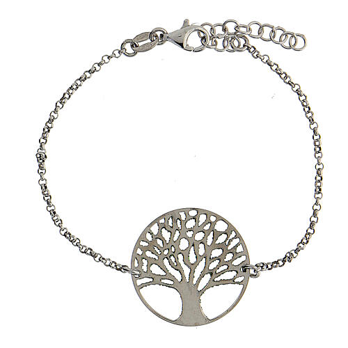 Bracelet in 925 silver Tree of Life green diamonds 19 cm 3