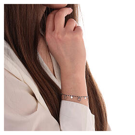 Armband aus 925er Silber kleine Herzchen mit schwarzen Steinchen, 19,5 cm