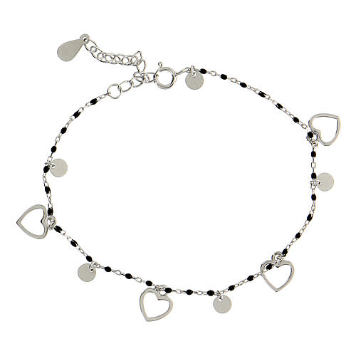 925 silver bracelet with black beads 19.5 cm 1