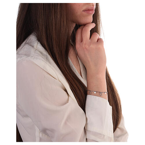 925 silver heart bracelet with black grains 19.5 cm 4